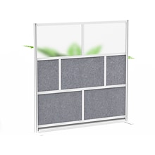 Luxor Modular Room Divider Starter Wall, 70H x 70W, Gray PET/Frosted Acrylic (MW-7070-FCG)
