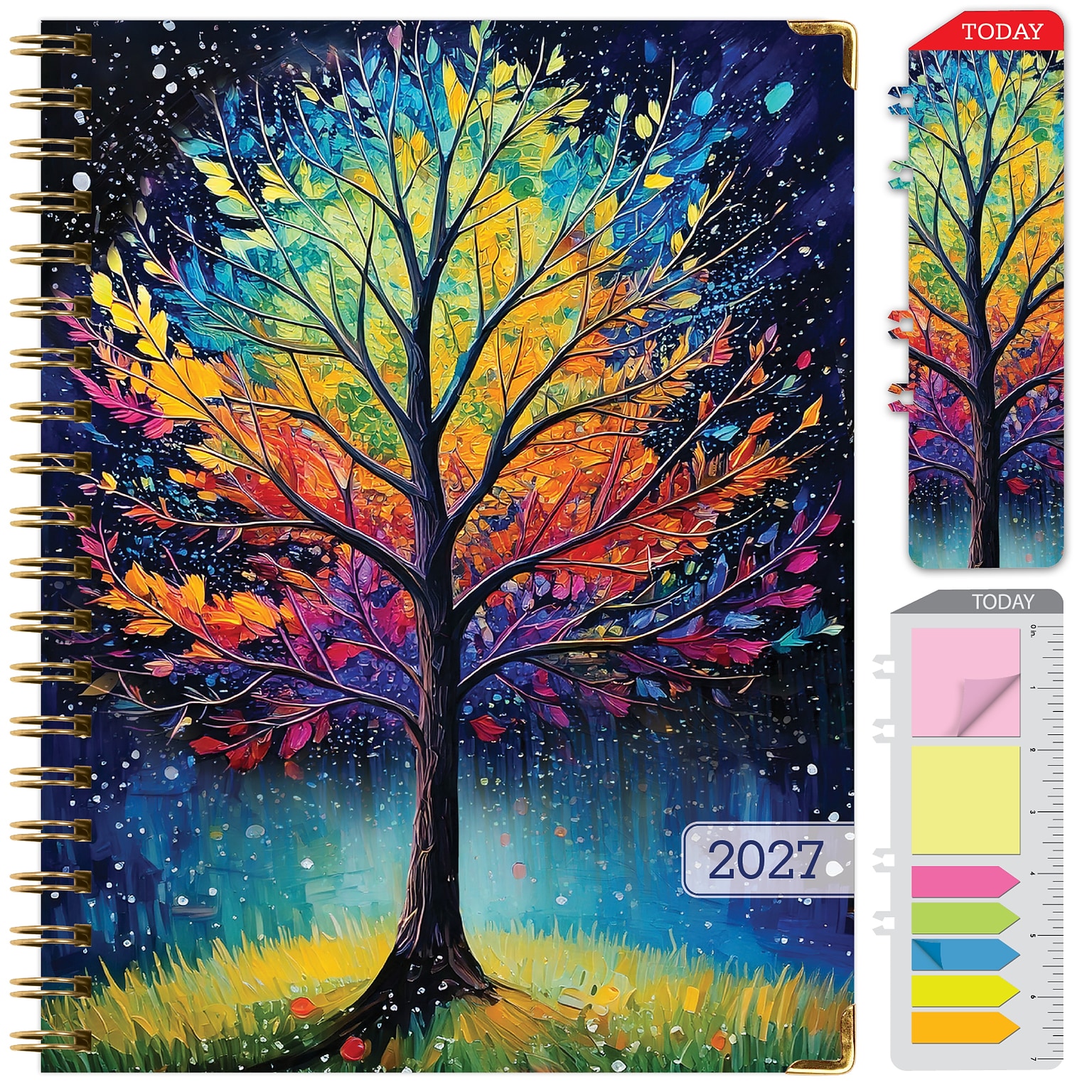 2027 Excello Brands Fashion Planner 8.5 x 11 Calendar Year Weekly & Monthly, Hardcover, Black Tree Seasons