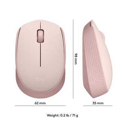 Logitech M170 Wireless Ambidextrous Optical Mouse, Rose (910-006862)