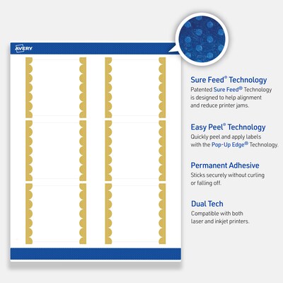 Avery Laser/Inkjet Square Multipurpose Labels, 3" x 3", White, 60/Pack (S00DK2)