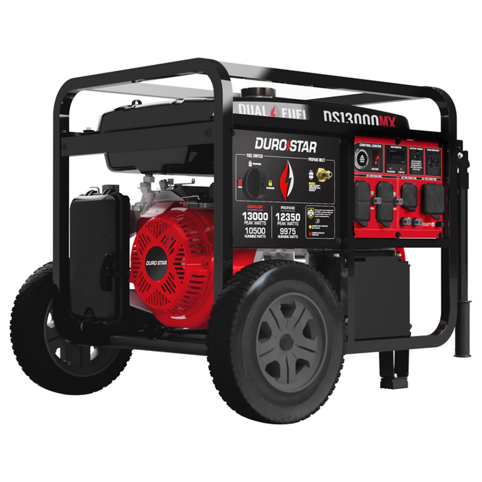 DuroStar DS13000MX Portable Inverter Generator, Electric/Recoil Start, Dual Fuel, 13000 Watts (B3190981)