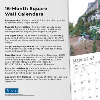 2025 Plato Monet's Garden 12" x 12" Monthly  Wall Calendar (9781975480752)