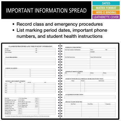 2026-2027 ELAN 8.5" x 11" Academic Weekly & Monthly Teacher Planner, Paperboard Cover, Black (D202-AY26)