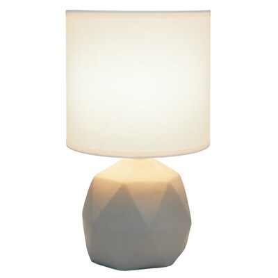 Simple Designs Geometric Concrete Lamp, White (LT2060-WHT)