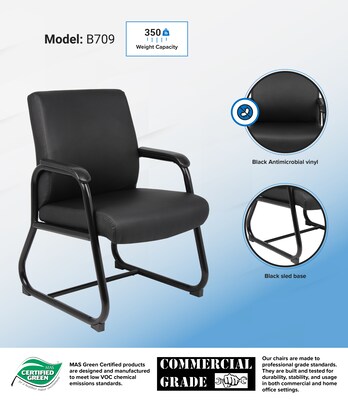 Boss Office Products Vinyl Guest Chair, Black (B709)