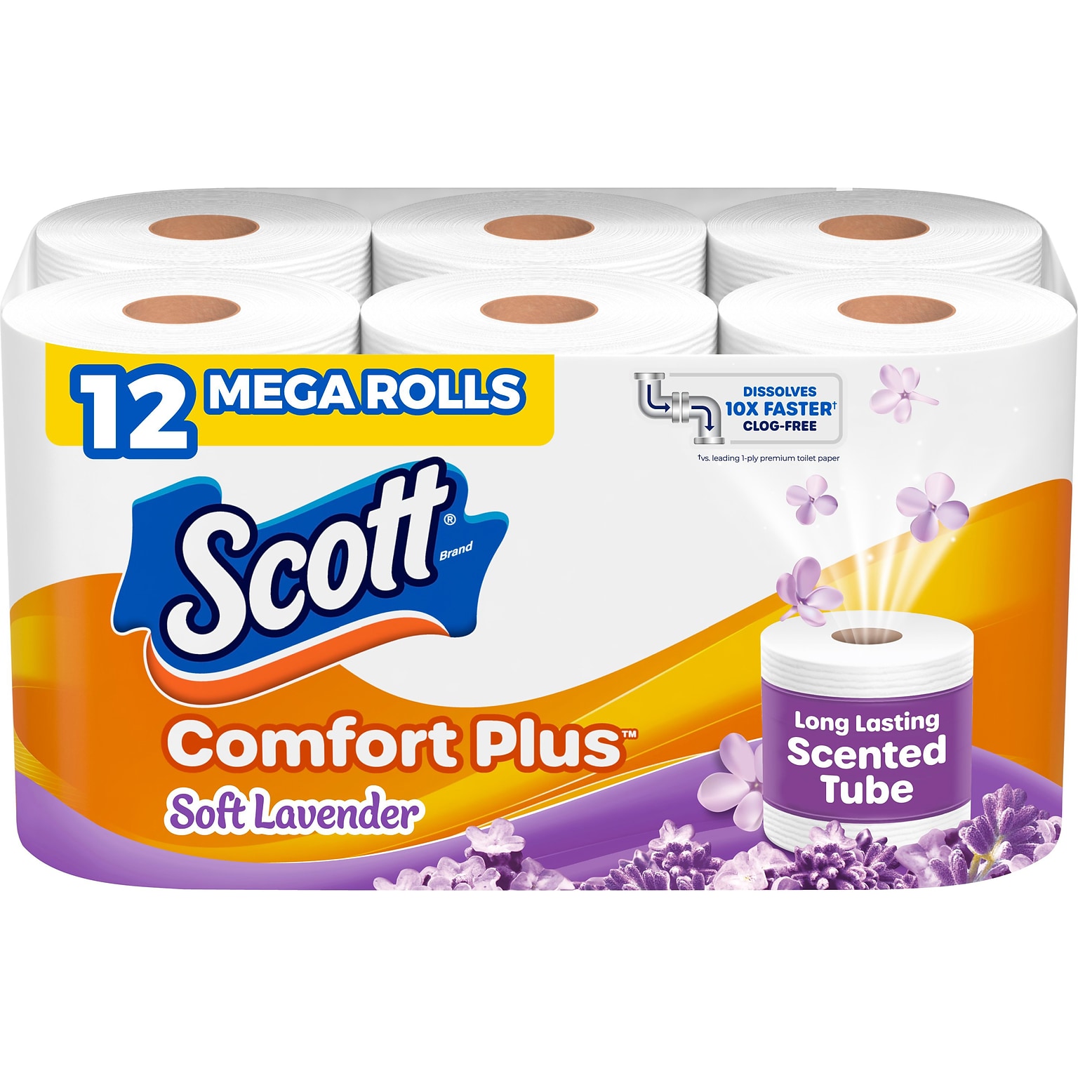 Scott Comfort Plus Toilet Paper, 1-Ply, Soft Lavender Scented, White, 310 Sheets/Roll, 12 Rolls/Pack (57331)