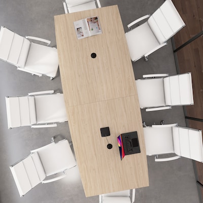 Bush Business Furniture 120W Boat Shaped Conference Table, Natural Elm (99TB12048NEK)