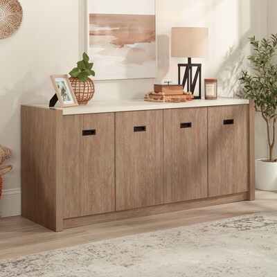 Sauder Dixon City 30H Storage Credenza with 2 Shelves, Brushed Oak (432894)