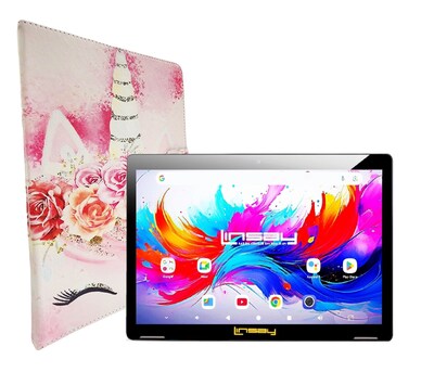 Linsay F10 Series 10.1 Tablet, Wi-Fi, Octa Core, 256GB eMMC, Android 15, with Unicorn Case (F10XIPGCUNIPLUS)
