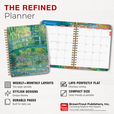 2027 BrownTrout Claude Monet 6.5" x 7.8" Calendar Year Weekly Standard Planner, Multicolor (9798330709335)