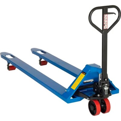 Global Industrial Premium Extra-Long Fork Manual Pallet Jack, 4400 lb. Capacity, 27"W x 78"L Forks (988943)