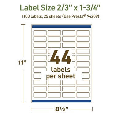 Avery Dissolvable Rectangle Multipurpose Labels, 2/3" x 1-3/4", Off-white, 1100/Pack (94209)