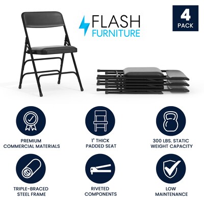 Flash Furniture HERCULES Vinyl Upholstered Reception Chair, Black, 4/Pack (HA-MC309AV-BK-GG)