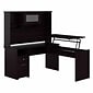 Bush Furniture Cabot 60"W 3 Position Sit to Stand L Shaped Desk with Hutch, Espresso Oak (CAB045EPO)
