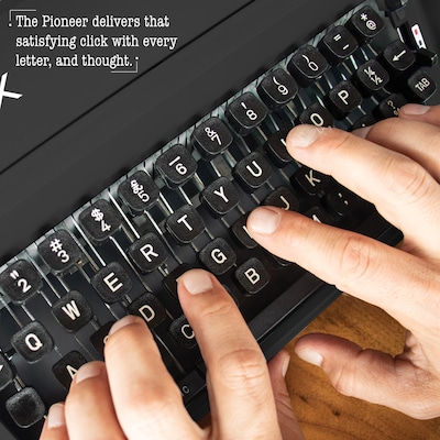 Nadex Coins Pioneer Manual Typewriter with Durable Travel Case, Black (NXTE-1630)