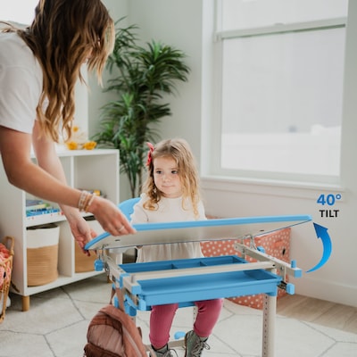 Mount-It! 26"W Kid's Desk with Chair, Blue (MI-10202)
