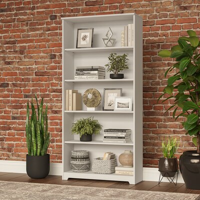 Bush Furniture Cabot 66"H 5-Shelf Bookcase with Adjustable Shelves, White (WC31966)
