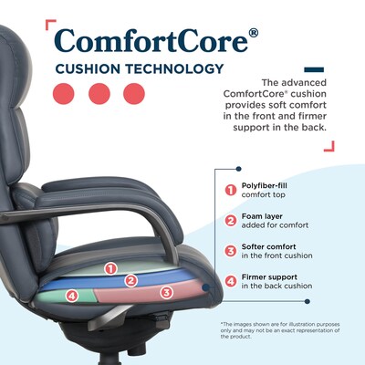 La-Z-Boy Aberdeen Ergonomic Bonded Leather Swivel Executive Chair, Dark Blue (51545-DBLU)
