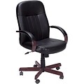 Boss® B8376 Series Leather Executive High-Back Chair with Wood Finish; Mahogany