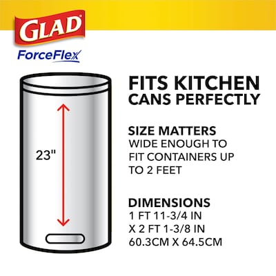 Glad ForceFlex Tall Kitchen Drawstring Trash Bags, 13 Gallon, White, Gain Original scent, 80/Box (78750)