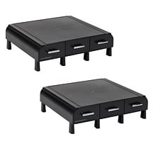 Mind Reader Monitor Stand and Desktop Organizer with 3 Storage Drawers, Black, 2/Pack (2MONSTA3D-BLK