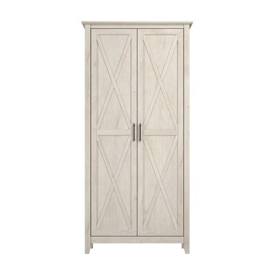 Bush Furniture Key West 66H Storage Cabinet with 5 Shelves, Linen White Oak (KWS266LW-03)