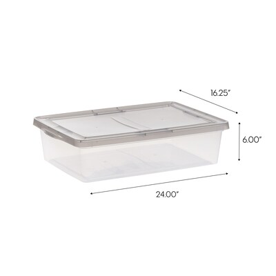 Iris 28 Quart Snap Top Plastic Snap Closure Storage Bin, Clear (500219)