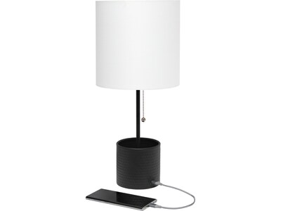 Simple Designs Table Lamp, Black/White (LT1085-BLK)
