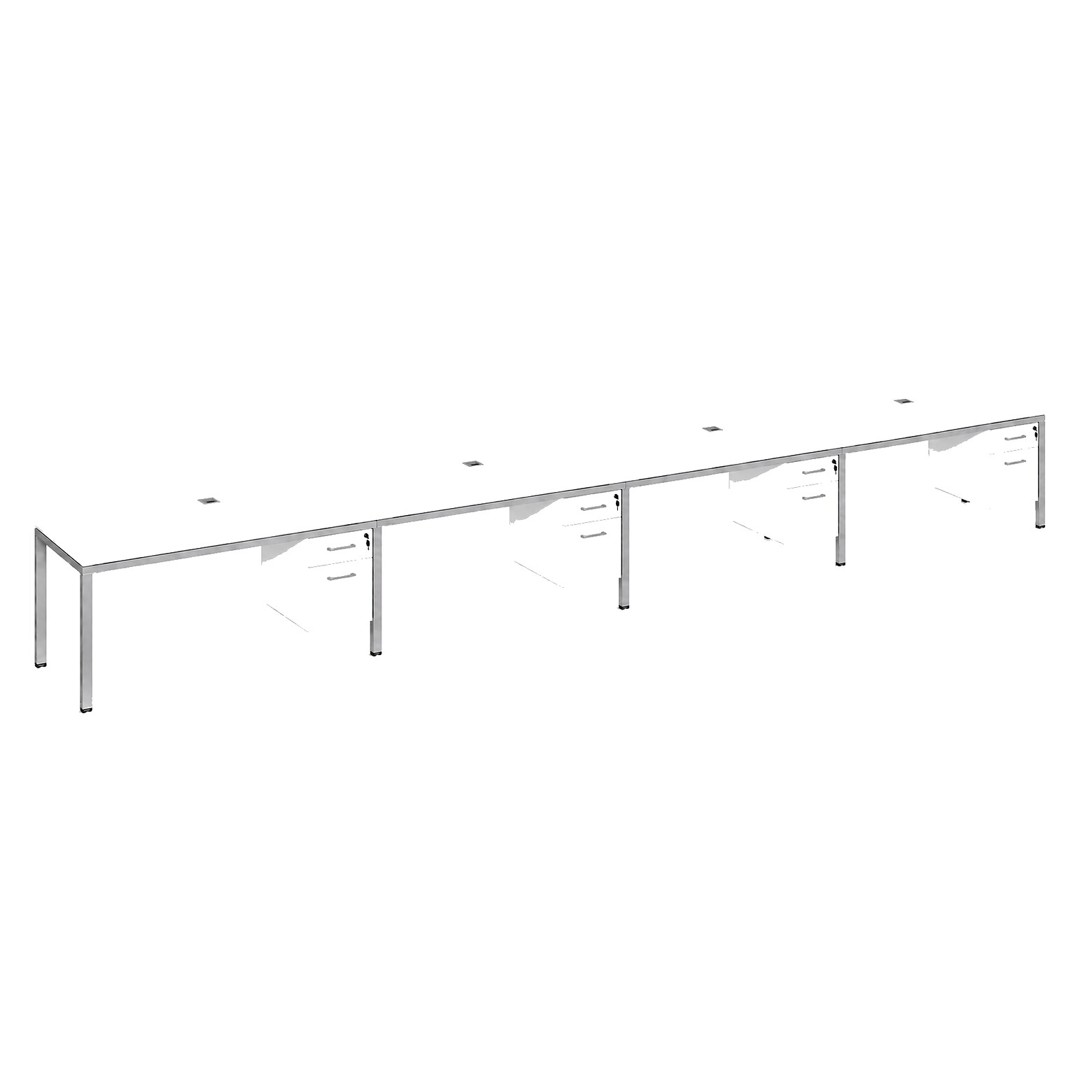 Boss Office Products Simple System 48W Desk with Pedestal, White, 4/Set (SGSD010-110-WT)