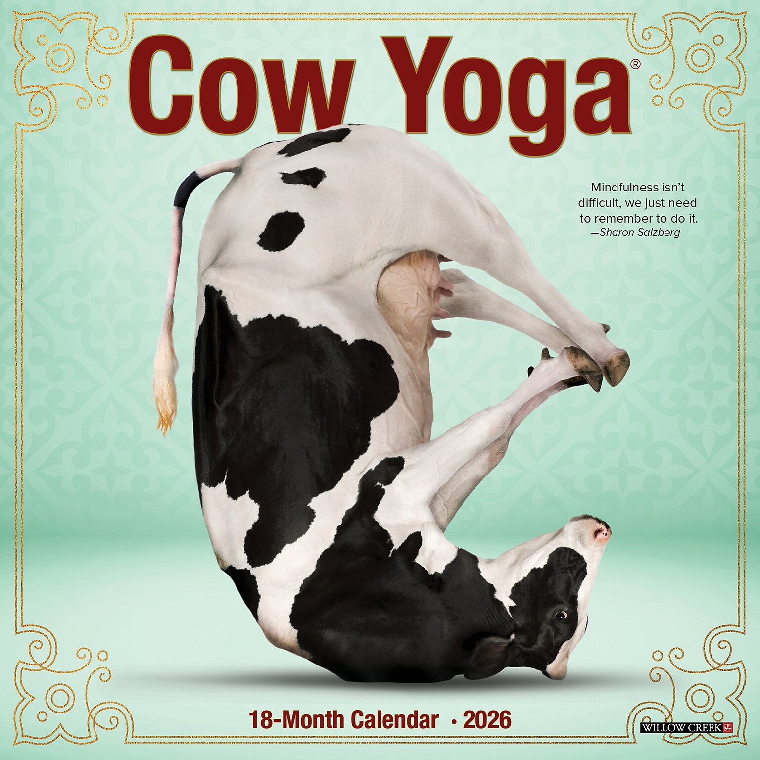 2026 Willow Creek Cow Yoga 7 x 7 Monthly Wall Calendar (53522)