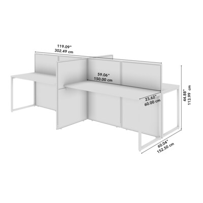 Bush Business Furniture Easy Office 45"H x 119"W 4 Person Back to Back Cubicle Panel Workstation, Natural Elm (EOD660NE-03K)