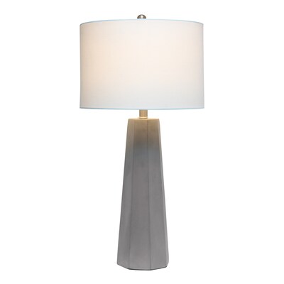 Lalia Home Concrete Pillar Table Lamp with Fabric Shade, White (LHT-5011-WH)