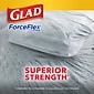 Glad ForceFlex OdorShield 13 Gallon Kitchen Trash Bag, 23.75" x 25.4", Low Density, 0.72 mil, Gray, 120 Bags/Box (79158)