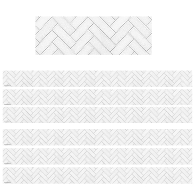 Teacher Created Resources Straight Border Trim, 35 ft., White Herringbone, 6 Packs/Bundle (TCR8514-6)