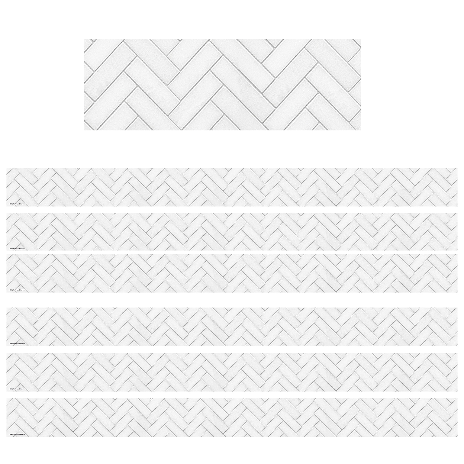 Teacher Created Resources Straight Border Trim, 35 ft., White Herringbone, 6 Packs/Bundle (TCR8514-6)
