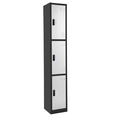 AdirOffice 72"H 3-Tier Black/White Storage Locker (ADI629-203-B-W-DL)