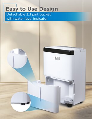 Black & Decker 9-Pint Portable Dehumidifier, 2-Speed, Covers up to 1000 sq. ft., White (BDT08TW)
