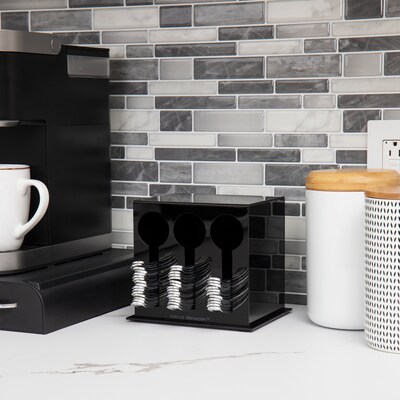 Mind Reader 3-Compartment Plastic Utensil Sorter and Dispenser, Black (3CSTOR-BLK)