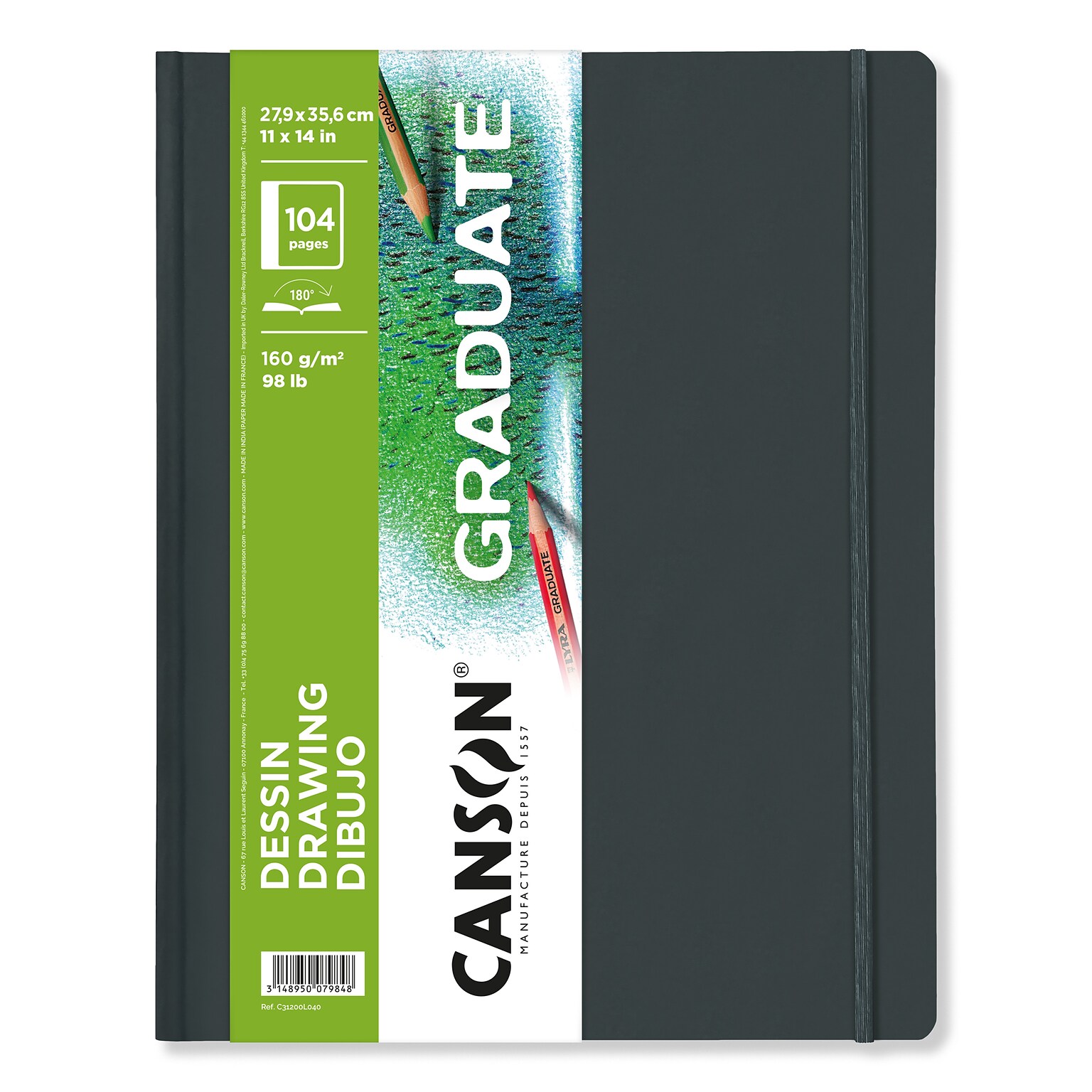 Canson Graduate 14 x 11 Drawing Sketch Book, 52 Sheets/Book (MCX31200L040)