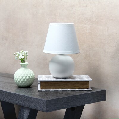 Simple Designs Compact Ceramic Globe 8.66" LED Table Lamp, Off White (LT2008-OFF-LB)