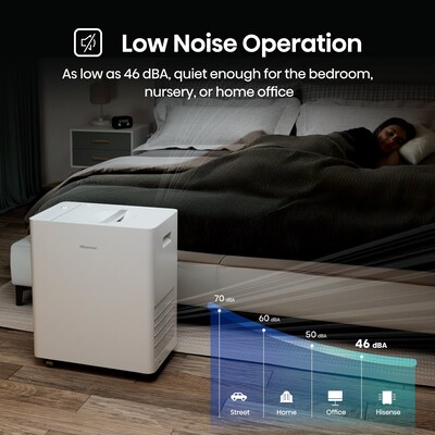 Hisense 50-Pint Portable Dehumidifier, 3-Speed, Covers up to 4500 sq. ft., White (ALDH50KP26)