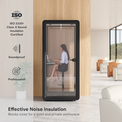 FlexiSpot NeoPod Modular Series 1-Person Privacy Booth with Switchable Privacy Glass, Black (P1F3B-Pro)
