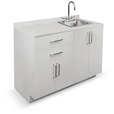 Viva Comfort 36'' H x 48" W Medical Cabinet with Right Sink & 24" W Right Side Desk, 4 Doors, 2 Drawers, Gray (902-48RS-GRY-AO)