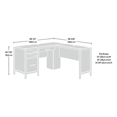 Sauder Pacific View 58"W L-Shaped Computer Desk, Prime Oak (433562)