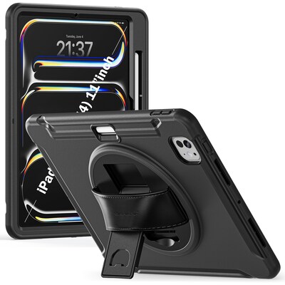 SaharaCase Raider Heavy Duty Hand Strap Case for iPad Pro 13 (M4 2024/M5 2025), Scorpion Black (TB00384)