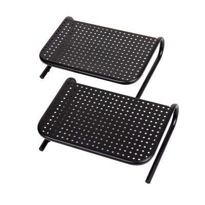 Mind Reader Ventilated Monitor Stand, Holds up to 44 lbs., Metal, Black, 2/Pack (2METMONST-BLK)