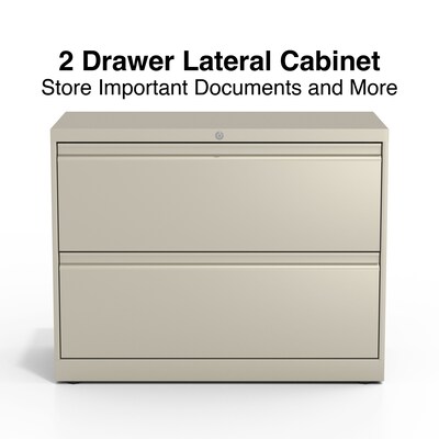 Quill Brand® Commercial 2 File Drawers Lateral File Cabinet, Locking, Putty/Beige, Letter/Legal, 36