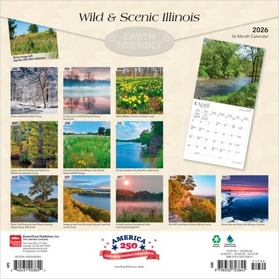 2026 BrownTrout Illinois Wild & Scenic 12 x 12 Monthly Wall Calendar (9798330703845)