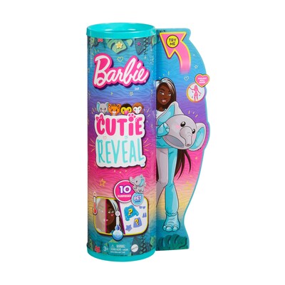 Mattel Barbie Cutie Reveal Jungle Series Doll, Elephant Plush Costume, 2/Pack (HKP98)