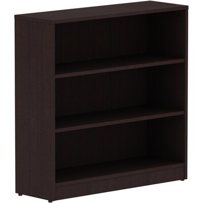 Lorell Essentials 36 3-Shelf Bookcase with Adjustable-Shelves, Espresso Laminate (LLR18276)